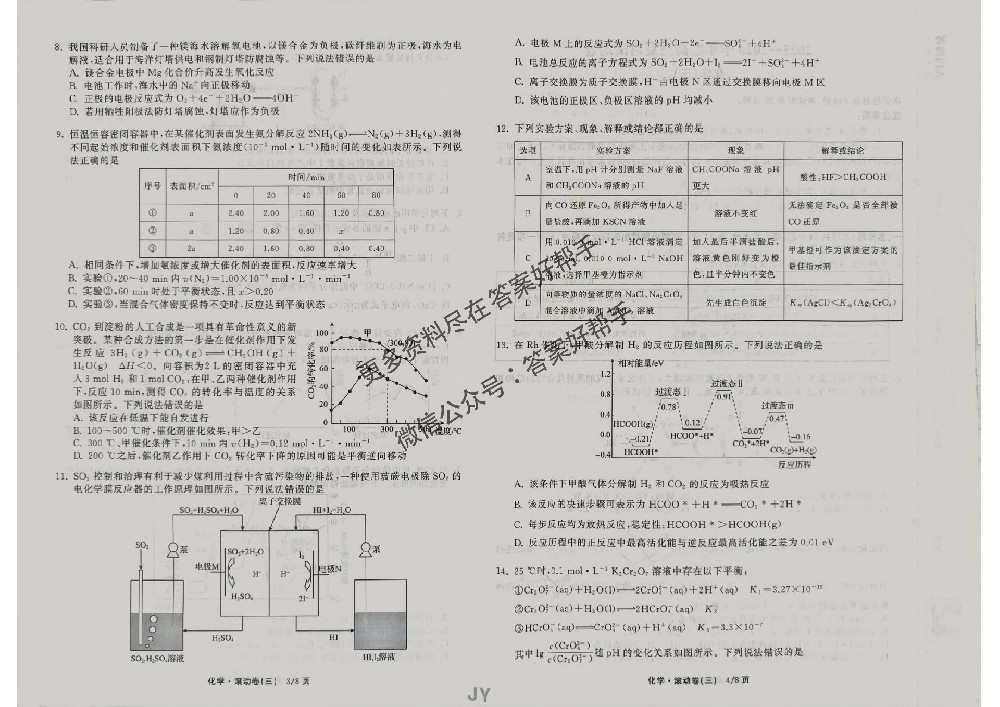 化学JY3衡中同卷2026年滚动卷试卷