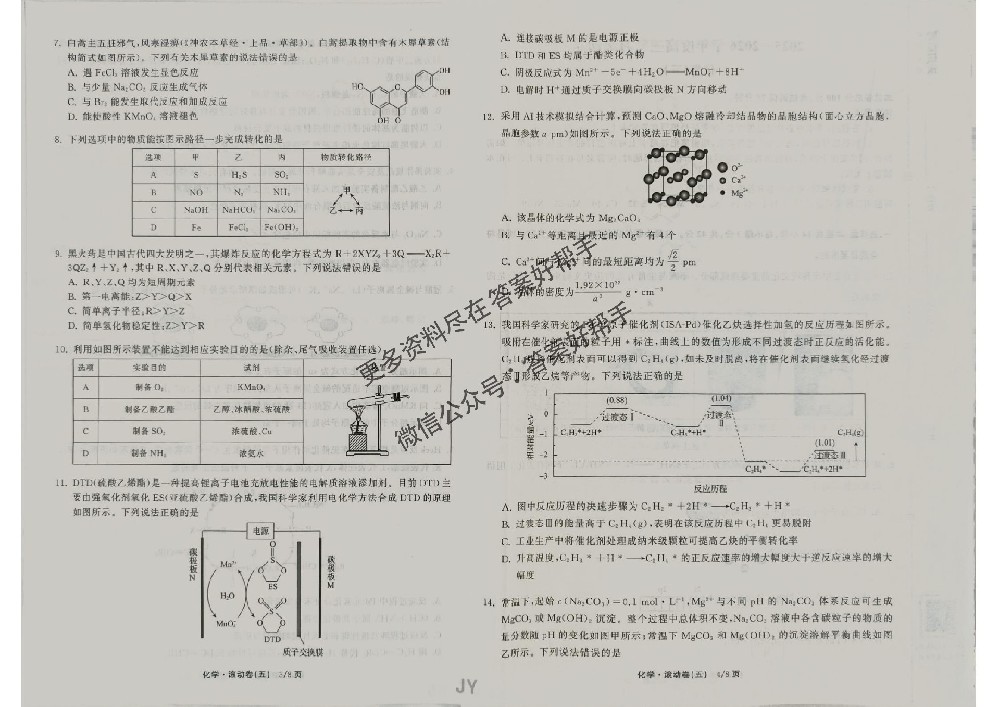 衡中同卷化学JY5滚动卷2026年试卷